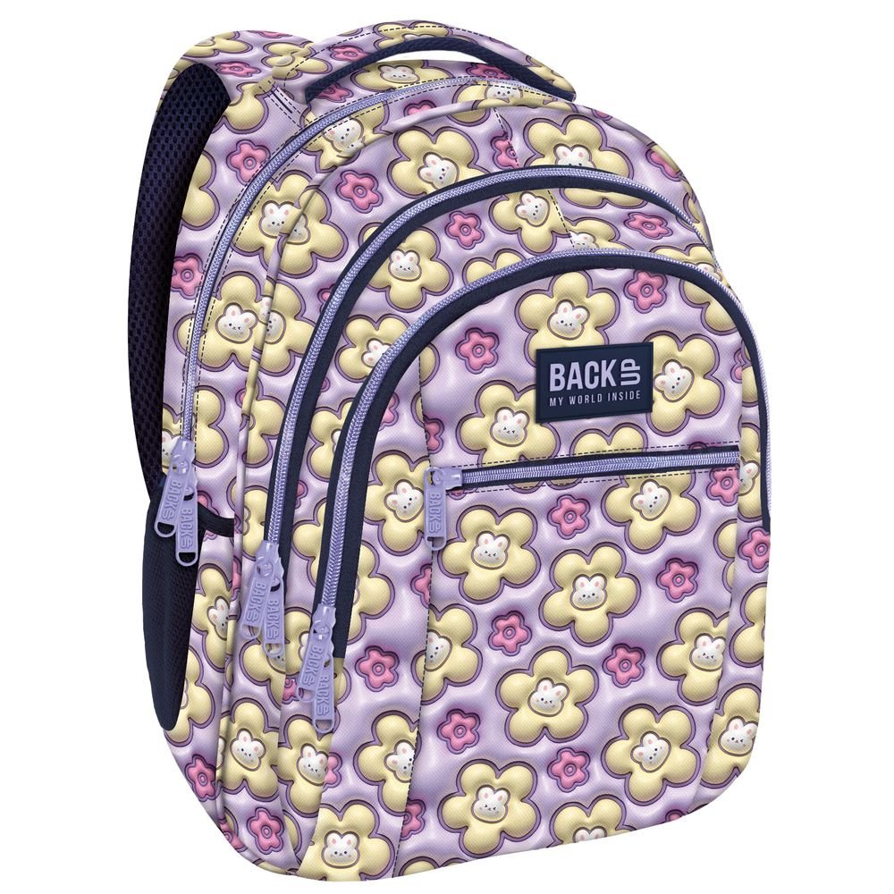 Mochila escolar triple 42x30 estampado flores 3D Kawaii DERFORM
