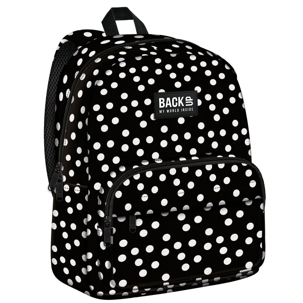 Mochila escolar negra con topos blancos DERFORM