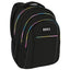 Mochila escolar triple negra con cremalleras de colores DERFORM