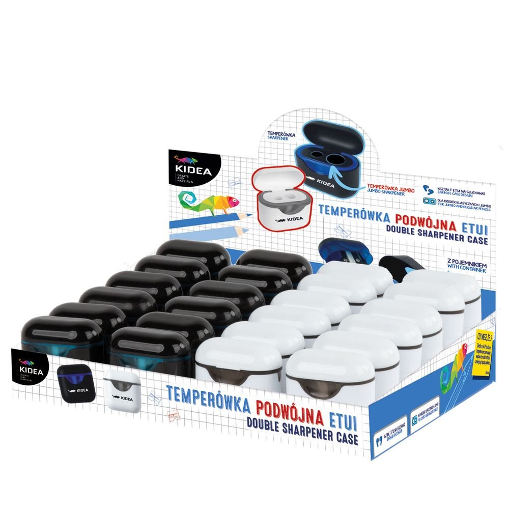Sacapuntas con depósito blanco y negro Kidea Imagen principal del producto