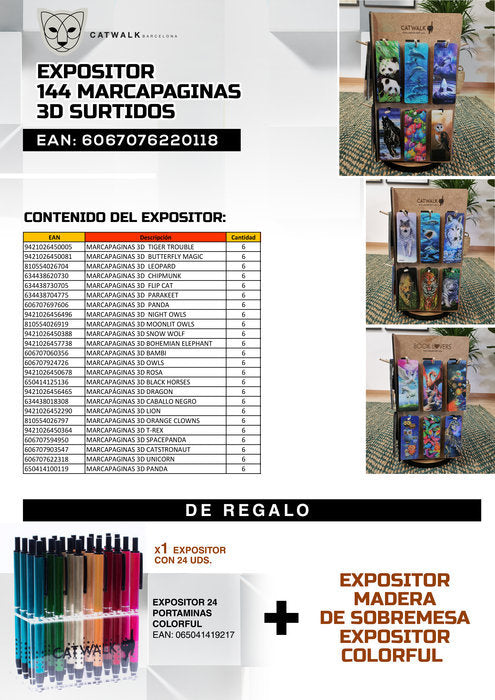 EXPOSITOR 144 MARCAPAGINAS 3D SURTIDOS | 1 UNIDADES | (ARTGAME)