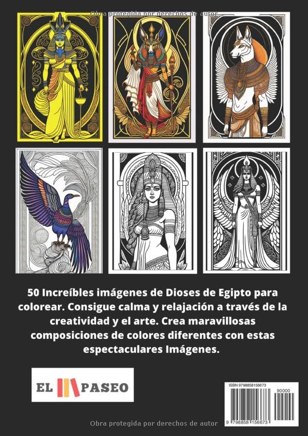✅ DIOSES DE EGIPTO: Libro de Colorear para Adultos con Dibujos de Dioses de la Mitología del antiguo Egipto Imagen secundaria del producto