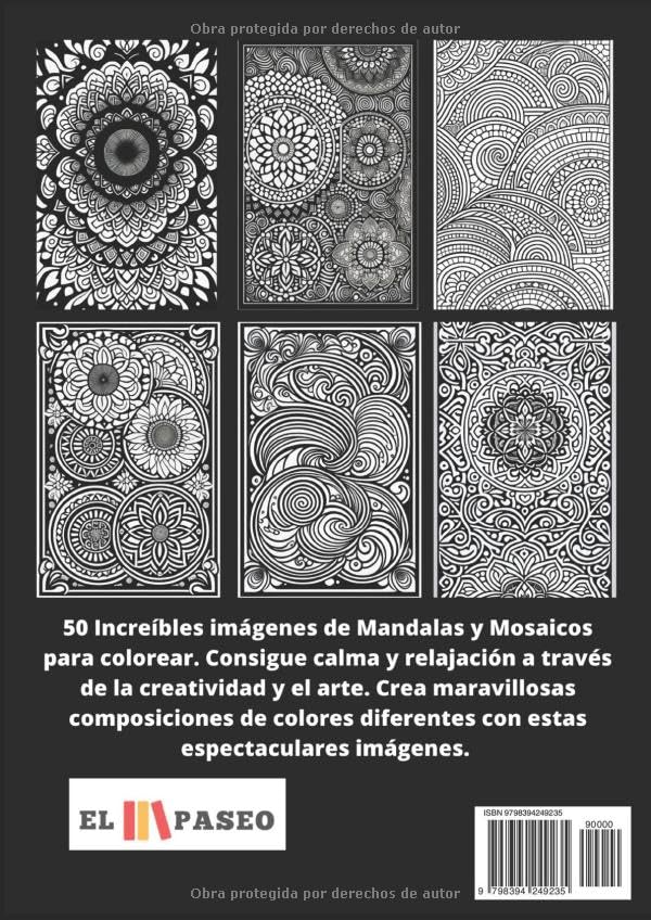 ✅ MANDALAS Y MOSAICOS: Libro de Colorear para Adultos con Patrones y Dibujos de Mandalas y Mosaicos Imagen secundaria del producto