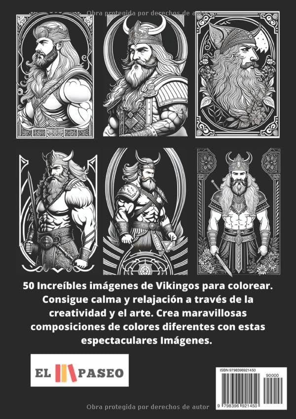 ✅ VIKINGOS: Libro de Colorear para Adultos con Dibujos de Guerreros y Guerreras Vikingos Imagen secundaria del producto