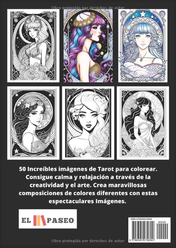 ✅ TAROT DE FANTASÍA: Libro de Colorear para Adultos con Dibujos de Cartas del Tarot con imágenes de Fantasía Imagen secundaria del producto