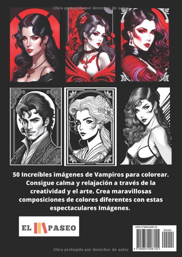 ✅ VAMPIROS : Libro de Colorear para Adultos con Dibujos de Vampiros Imagen secundaria del producto