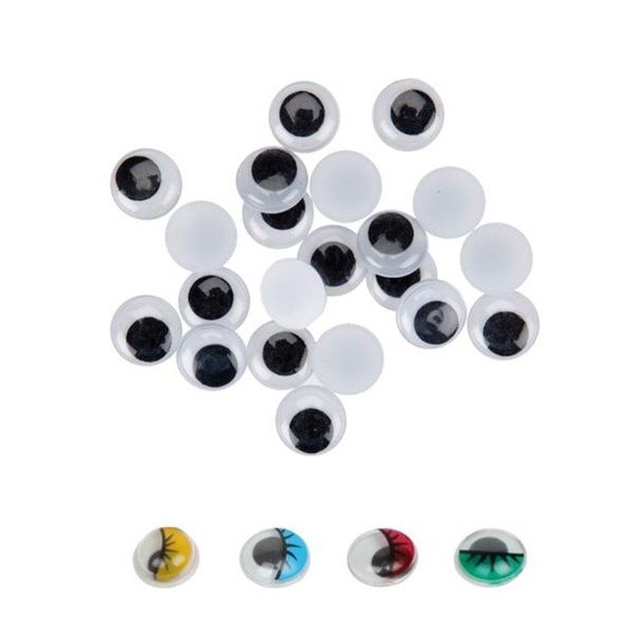 Ojos redondos adhesivos 10 mm negro PRODUCTOS SMART pack 50 unidades