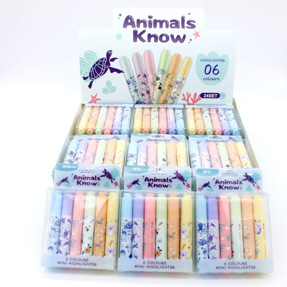 Pack 6 Subrayador Colores Pastel Animals Know M&G