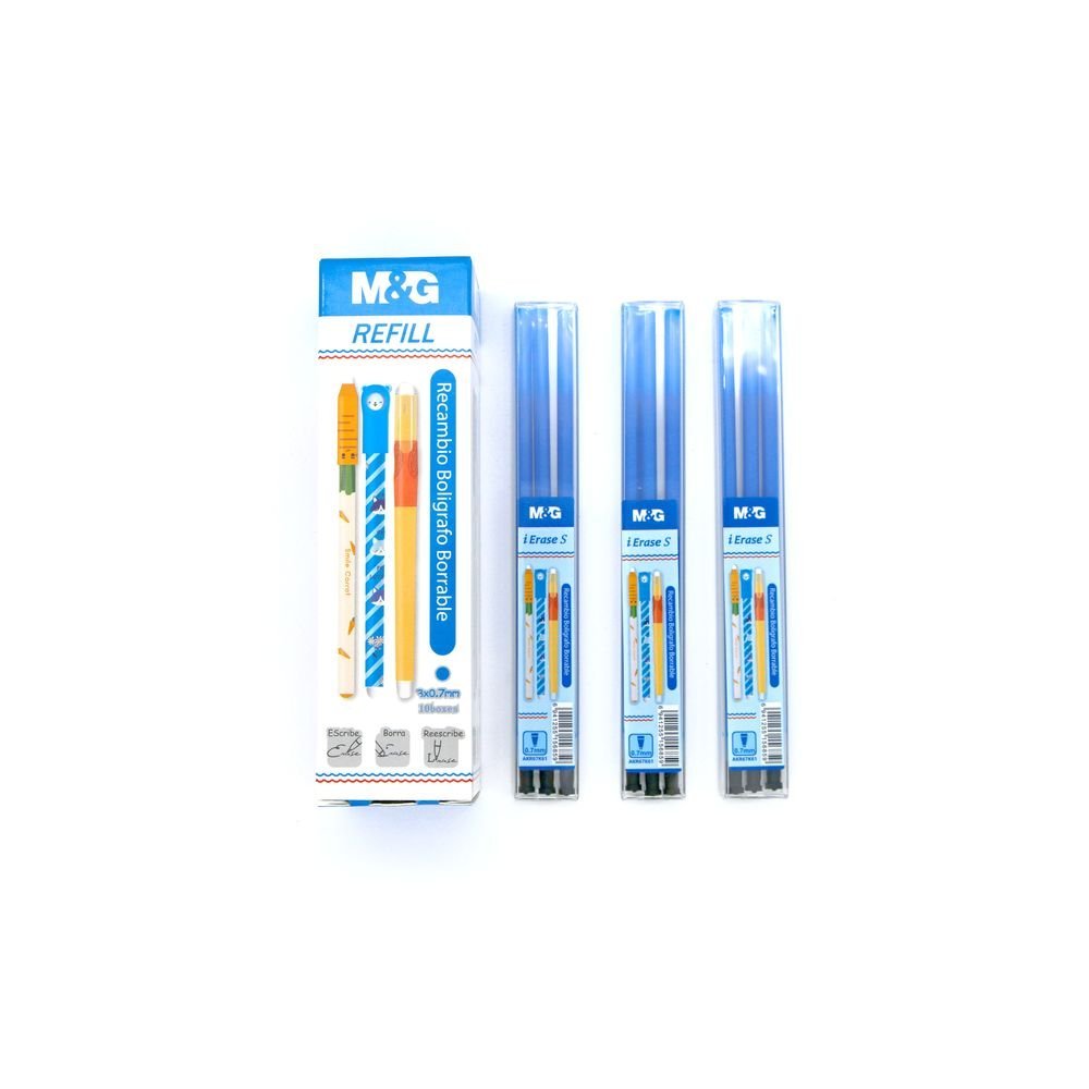 Blister 3 Uds Recambio Bolígrafo Borrable Azul 0,7 mm M&G Imagen principal del producto
