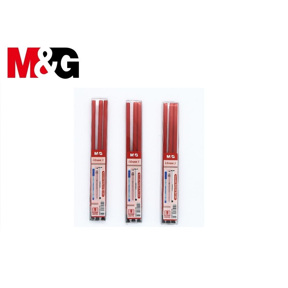 BLISTER 3 UDS RECAMBIO BOLIGRAFO BORRABLE ROJO 0,7MM | 10 UNIDADES | (M&G) Imagen principal del producto