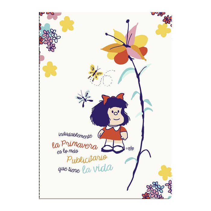 Libreta Tapa Blanda Grande Mafalda Flores Premium Paper