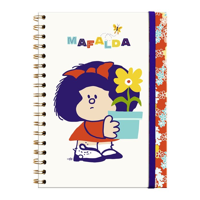 Libreta tapa dura A4 espiral Mafalda Maceta Premium Paper