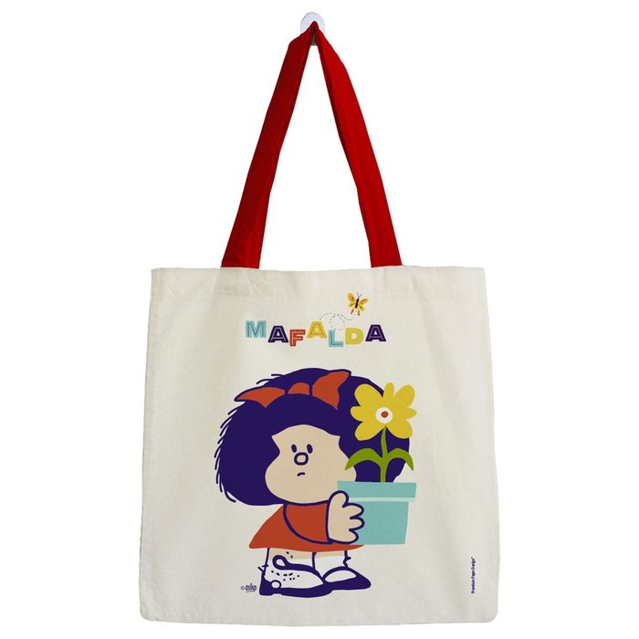 BOLSA ALGODON MAFALDA GRANDE CON PLANTITA | PREMIUM PAPER Imagen principal del producto