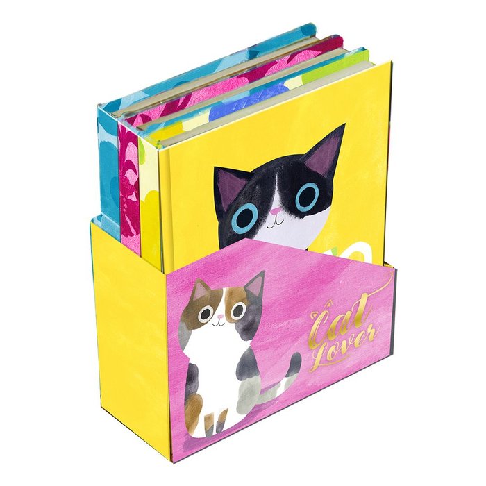 Set Mini Cuadernos con Caja Planet Cat Premium Paper