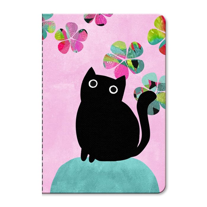 Libreta Tapa Blanda Pequeña Planet Cat Gato Negro Premium Paper