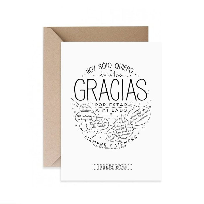 TARJETA GRACIAS POR ESTAR A MI LADO SIEMPRE Y SIEMPRE | THE GREAT MOUSTACHE | 1 UNIDAD | 7427136858115