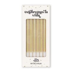 KIT DE 6 VELAS DORADAS PARA CELEBRAR | THE GREAT MOUSTACHE | 1 UNIDAD | 7427246047515