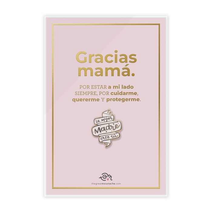TARJETA STAMPING DORADO + PIN LA MEJOR MADRE ERES TU | THE GREAT MOUSTACHE | 1 UNIDAD | 7427246047966