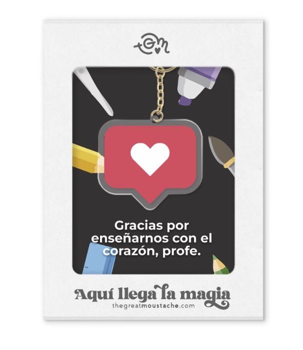 Llavero Metacrilato Gracias por Enseñar con el Corazón Marca The Great Moustache