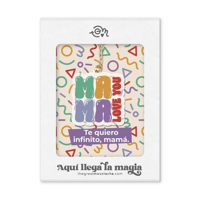 LLAVERO METACRILATO - MAMA, LOVE YOU | THE GREAT MOUSTACHE | 1 UNIDAD | 7427246048550