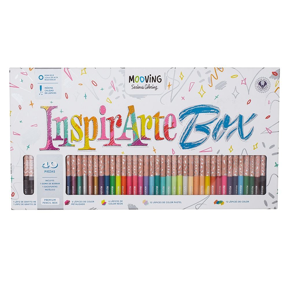 Set Caja Regalo 40 Lápices de Colores Inspirarte Box Mooving Paper Imagen principal del producto