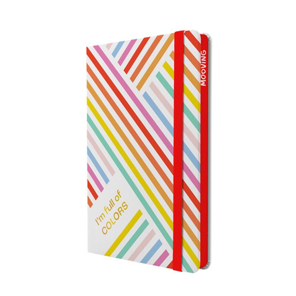 Cuaderno A5 114 Hojas Canto Tintado con Goma Tapa Dura Surt. MOOVING PAPER