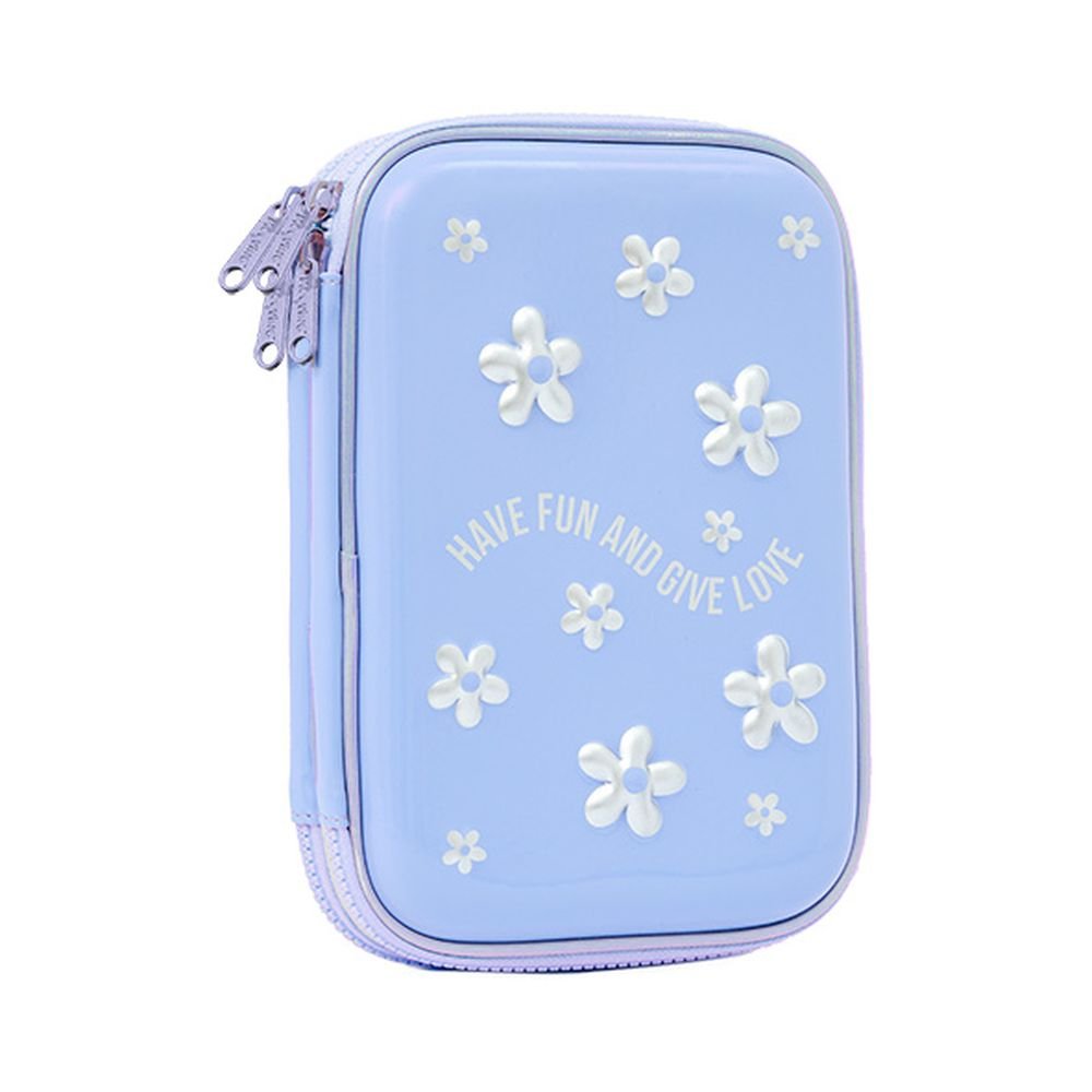 Plumier Doble Cremallera Rígido Eva Azul Margaritas Daisy Mooving Paper Imagen principal del producto