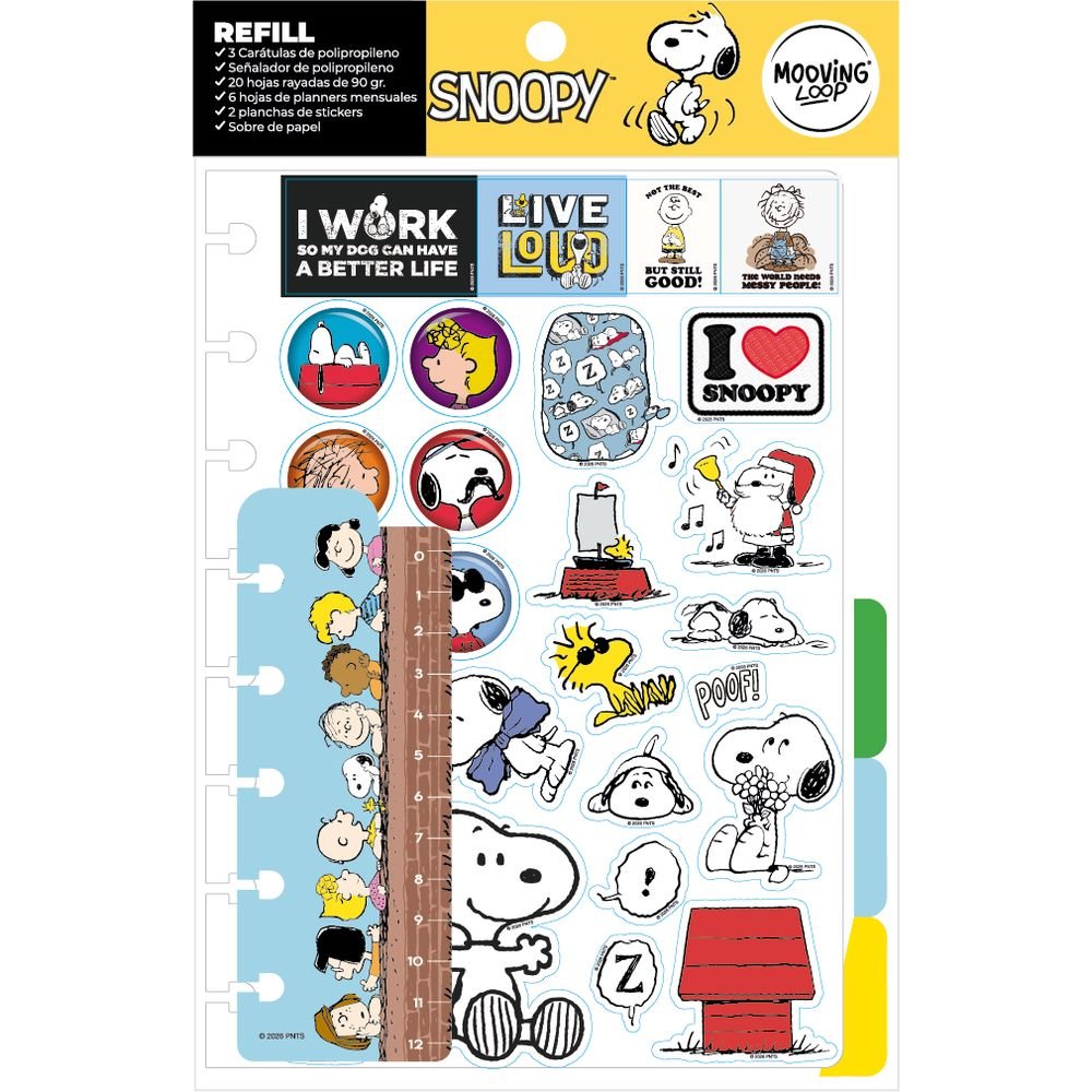 Set Recambio Hojas para Cuaderno de Discos A5 Snoopy MOOVING Paper