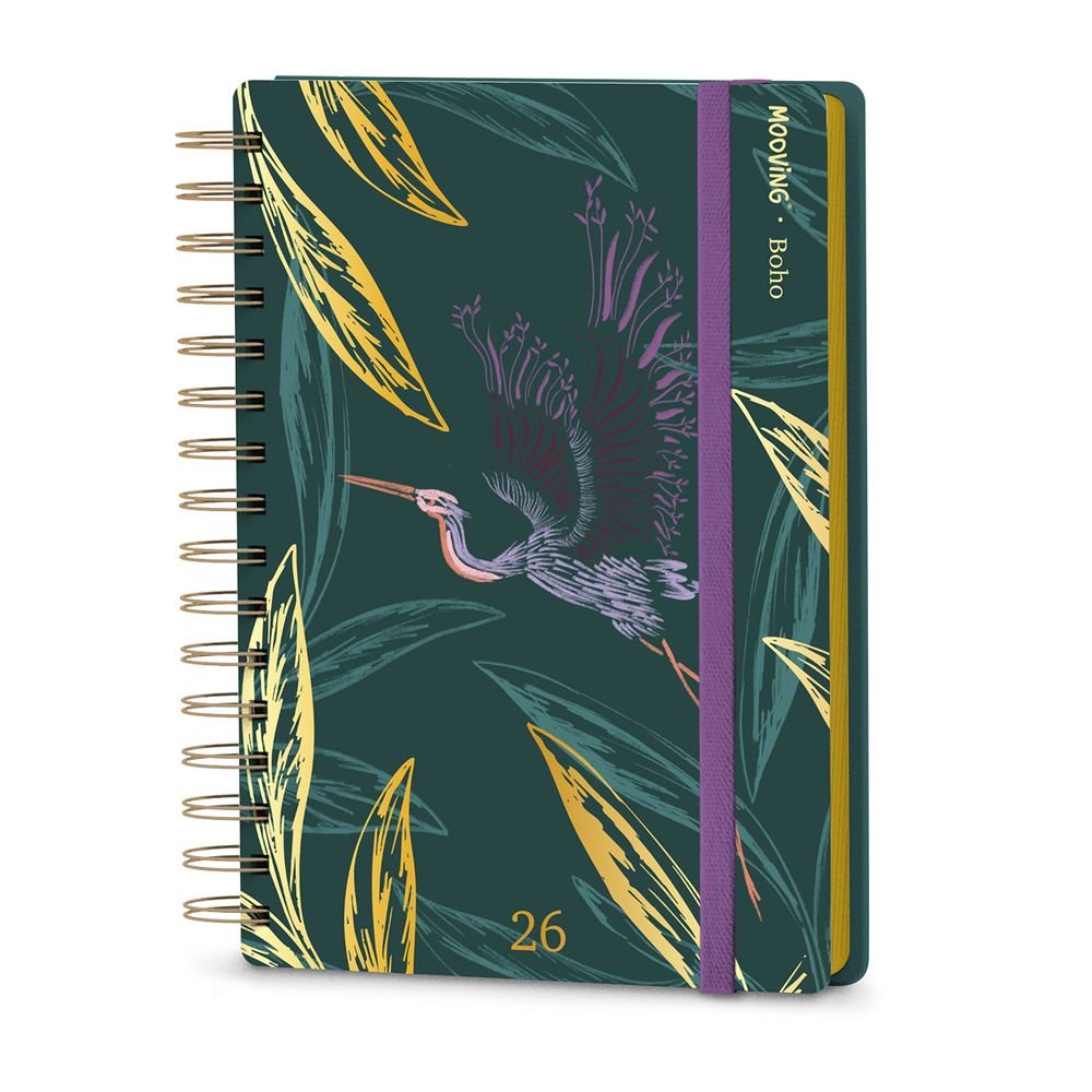 Agenda Anual Espiral 2D/P Boho Green 2 Mod. Surtidos Marca Mooving Agendas