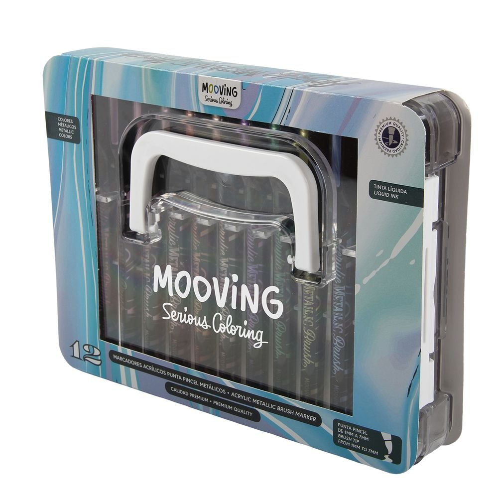 Estuche 12 Rotuladores Acrílicos Metálicos Punta Pincel MOOVING PAPER EU S.L