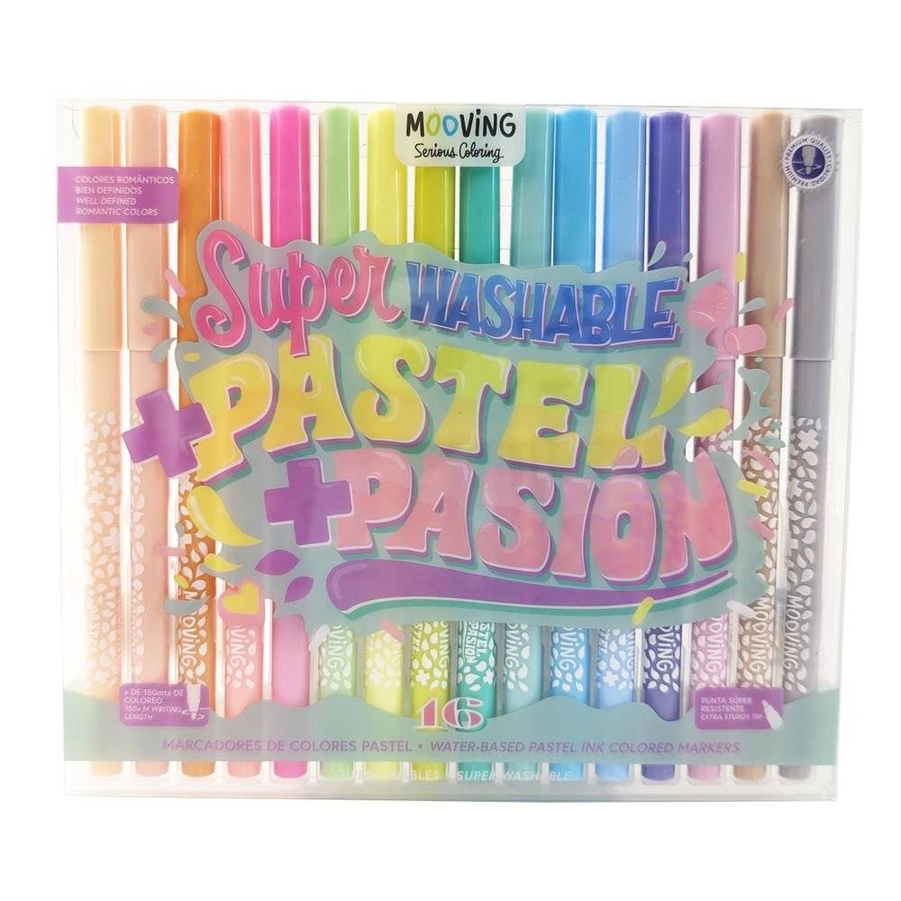 Set 16 rotuladores super washable pastel Mooving Paper