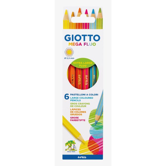 LAPIZ GIOTTO MEGA FLUO 6 COLORES SURTIDOS | 1 UNIDADES | (GIOTTO) Imagen principal del producto