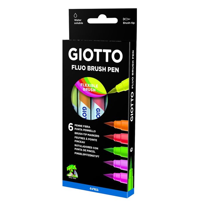 Rotulador Giotto Turbo Soft Brush Fluo 6 Colores Surtidos | Giotto | Pack 1 Unidades