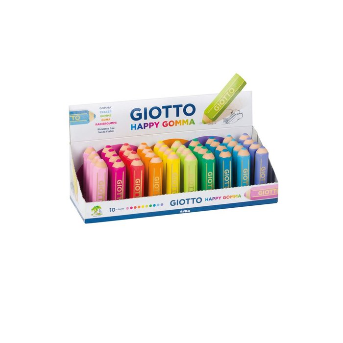 EXPOSITOR 40 GOMA GIOTTO HAPPY COLORES VIVOS | 1 UNIDADES | (GIOTTO) Imagen principal del producto