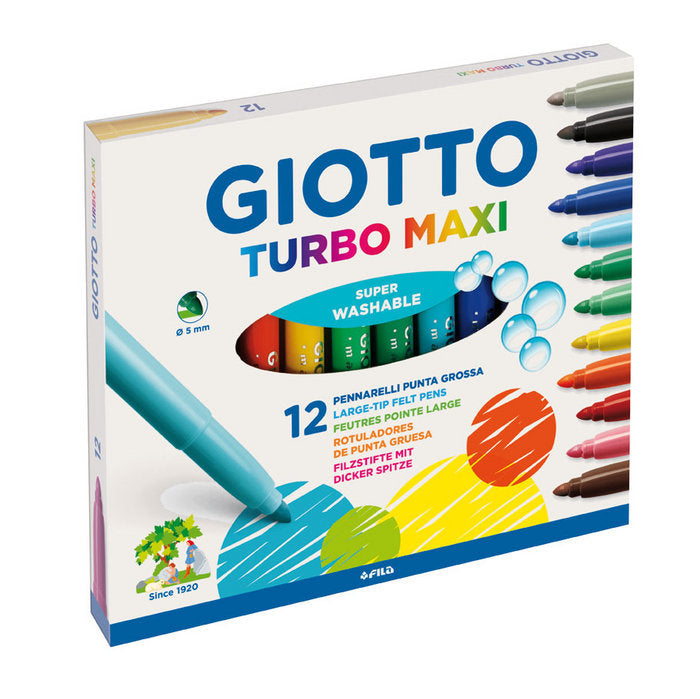 Rotulador Giotto Turbo Maxi Grueso 12 Colores Surtidos | Fila | Pack 5 Unidades Imagen principal del producto