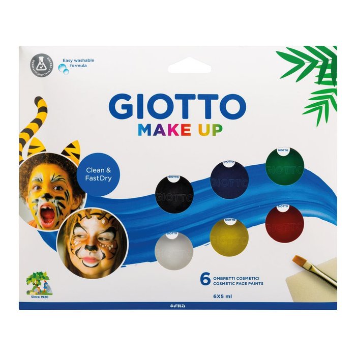 MAQUILLAJE GIOTTO 5 ML 6 COLORES CLASICOS + PINCEL + ESPONJ | 1 UNIDADES | (GIOTTO) Imagen principal del producto