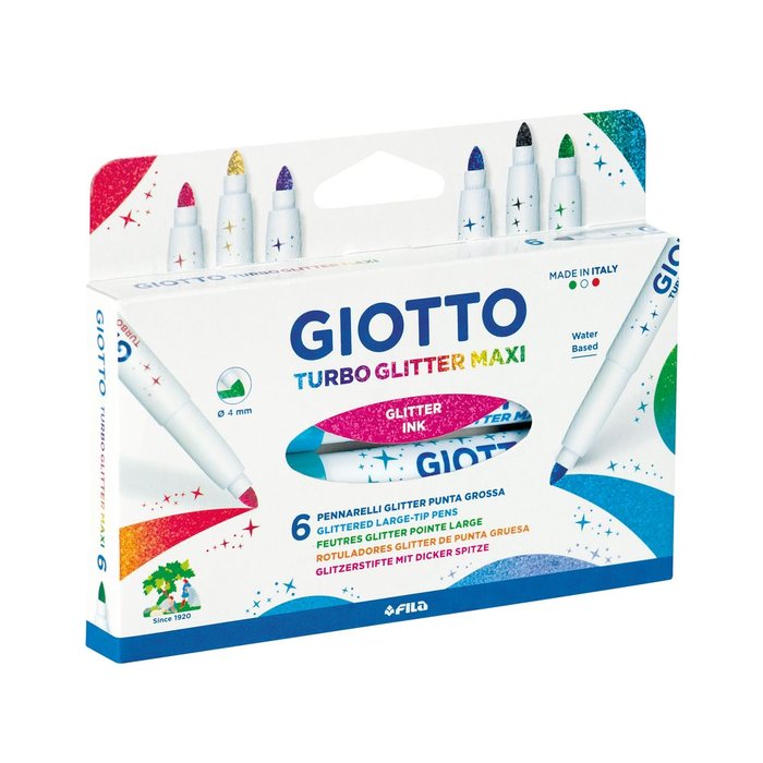 Rotulador Giotto Turbo Glitter Maxi 6 Colores Surtidos | Giotto | Pack 1 Unidades Imagen principal del producto