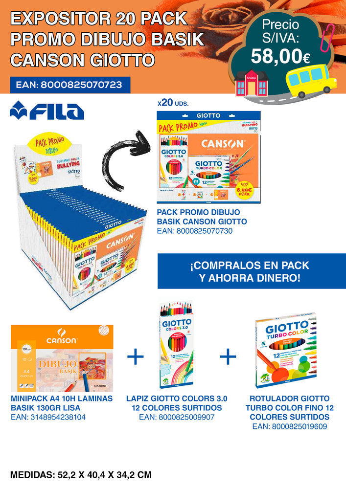 Expositor 20 Pack Promo Dibujo Basik Canson Giotto Imagen principal del producto