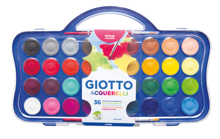 Giotto Acuarelas 30 mm Estuche 36 unidades con 2 pinceles Imagen principal del producto