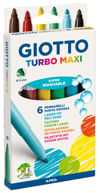 Estuche 6 Rotuladores Giotto Turbo Maxi Superlavables