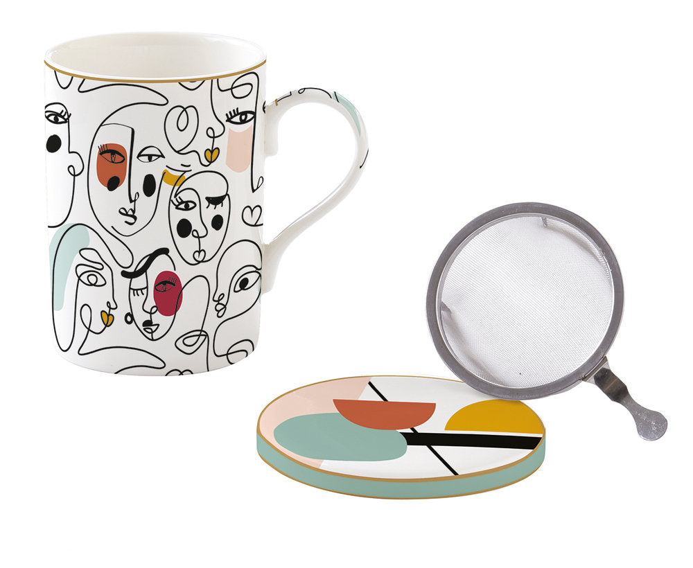 Taza con Infusor 350 ML Modernism Easy Life Caja Regalo