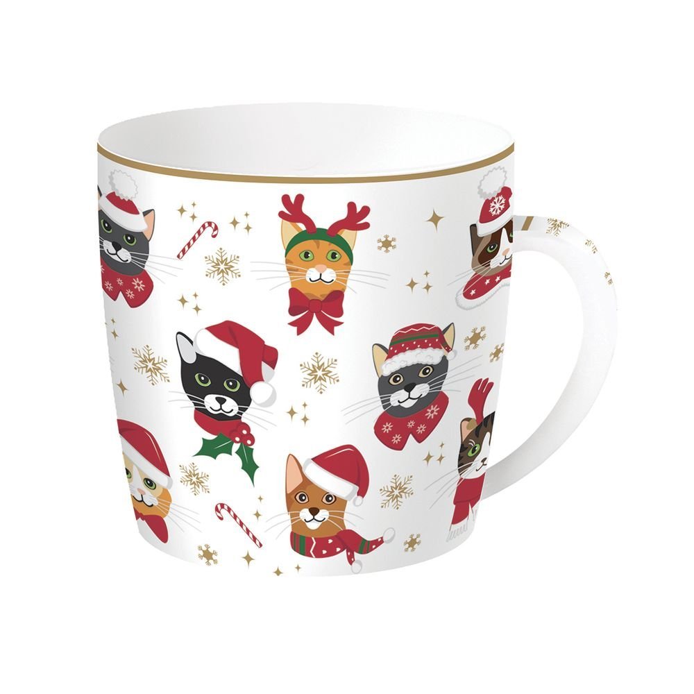TAZA PORCELANA GATOS NAVIDEÑOS 350 ML EN LATA | EASY LIFE | 1 UNIDAD | 8001544143439