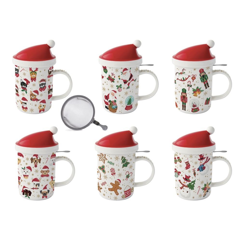 Taza con Infusor Amigos Navidad en Caja Regalo Surtido