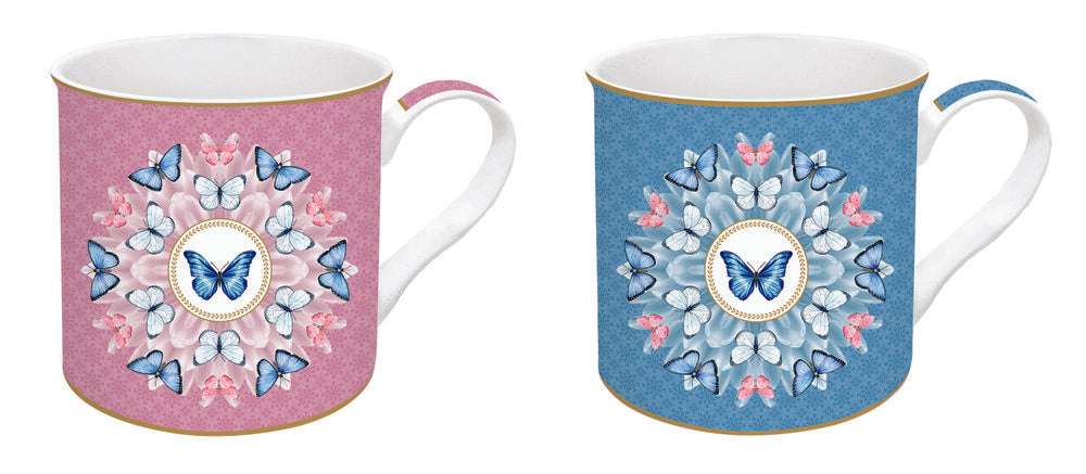 Set 2 Tazas Mariposas 300 ml Spring Parade Easy Life con caja regalo