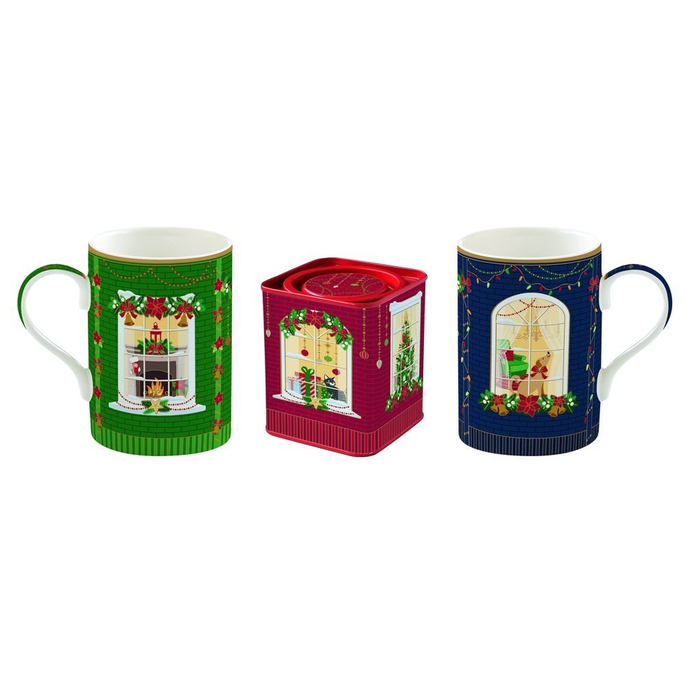 Set Te Festive 2 Tazas y Caja Hojalata en Caja de Regalo EASY LIFE