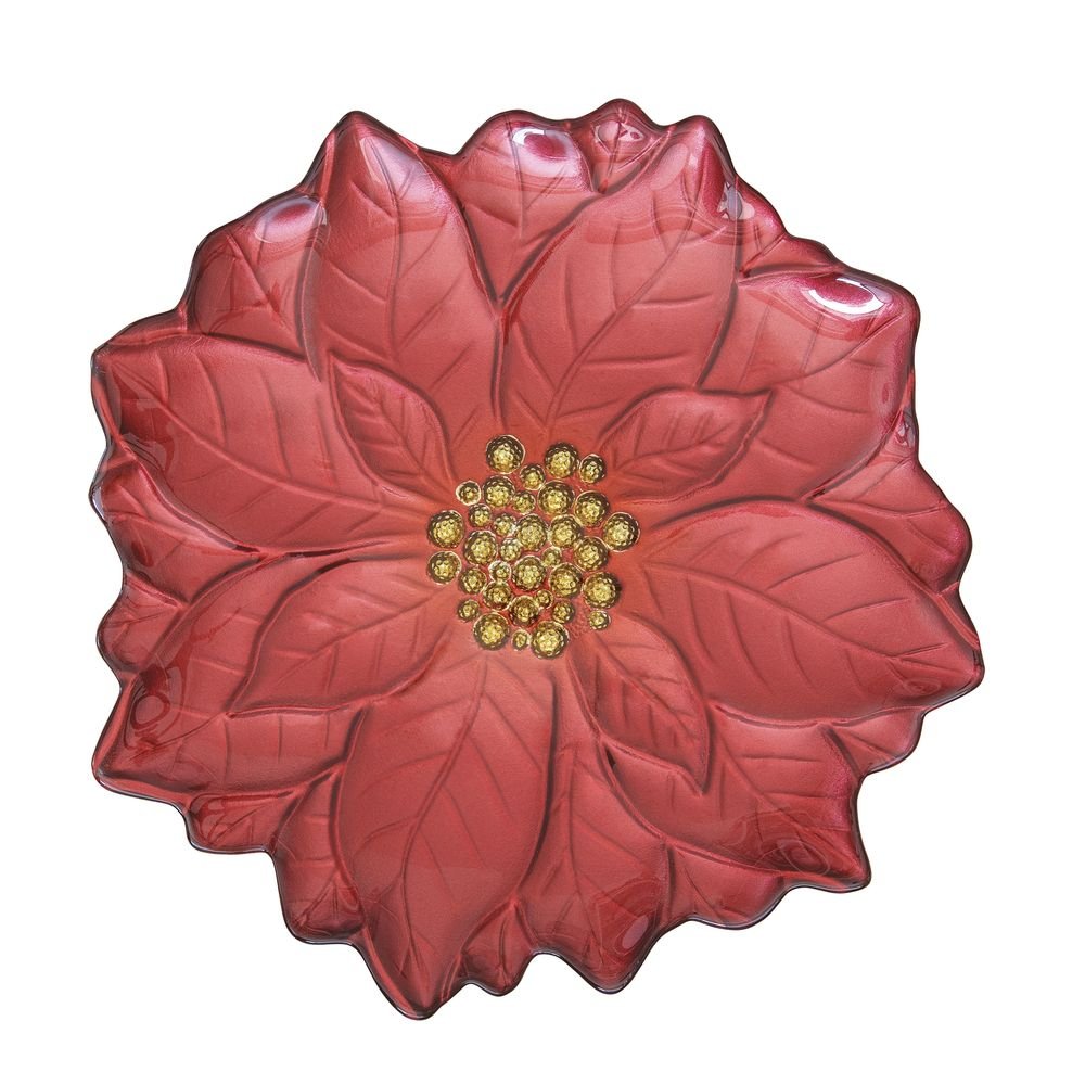 Plato cristal forma flor Rojo 31 cm en caja regalo Easy Life