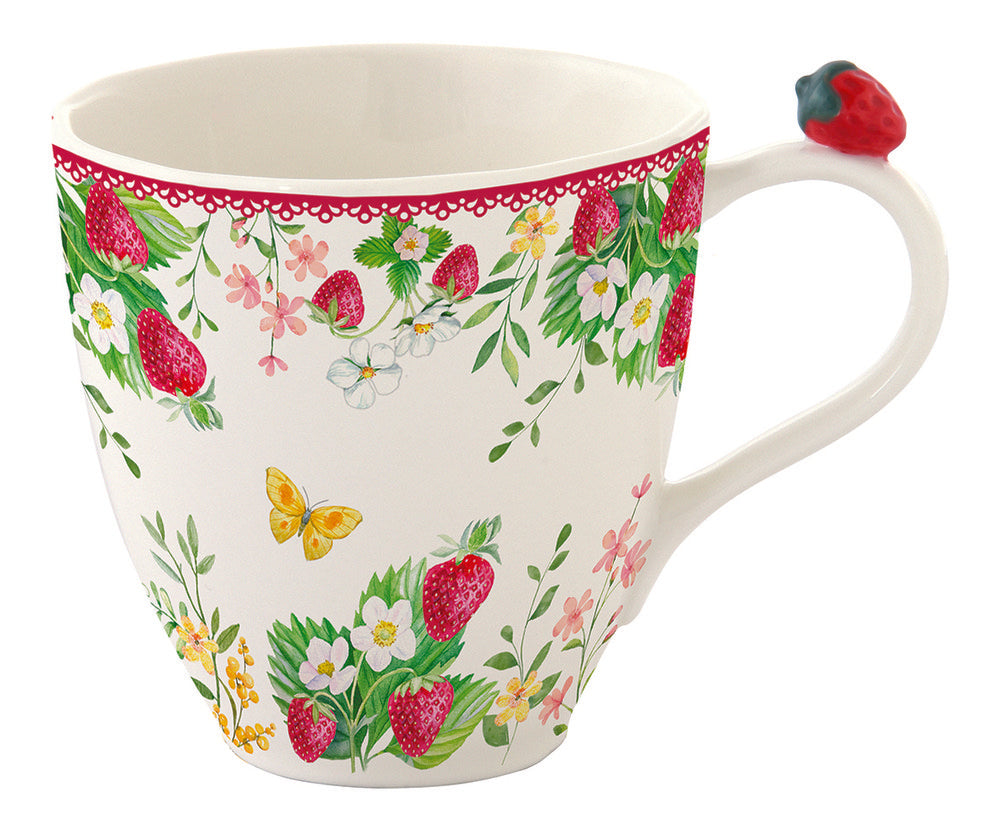Taza porcelana Jardin de Fresas Easy Life 350 ml con caja regalo