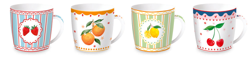 Taza Porcelana Fruit Mania Surtido con Caja Regalo Marca Easy Life Imagen principal del producto