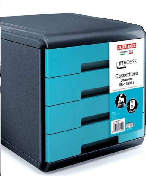 Módulo archivador 4 cajones Cabinet turquesa Arda Imagen principal del producto