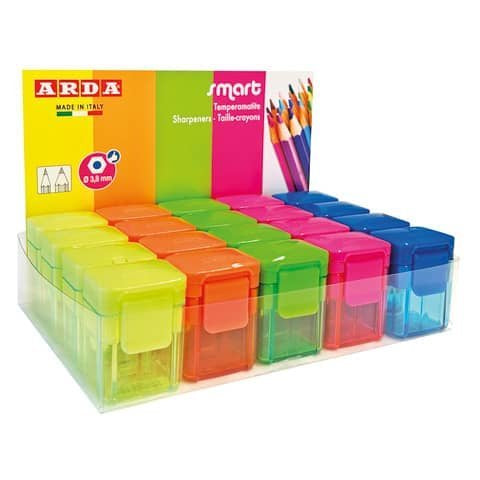 Expositor 20 Afilalapiz Doble Smart con Deposito Fluor Sur Marca Arda